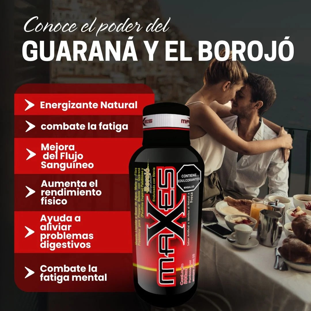 MAXES 500ML – Bebida Concentrada de Borojó con Guaraná y Malta (Sabor Fresa)