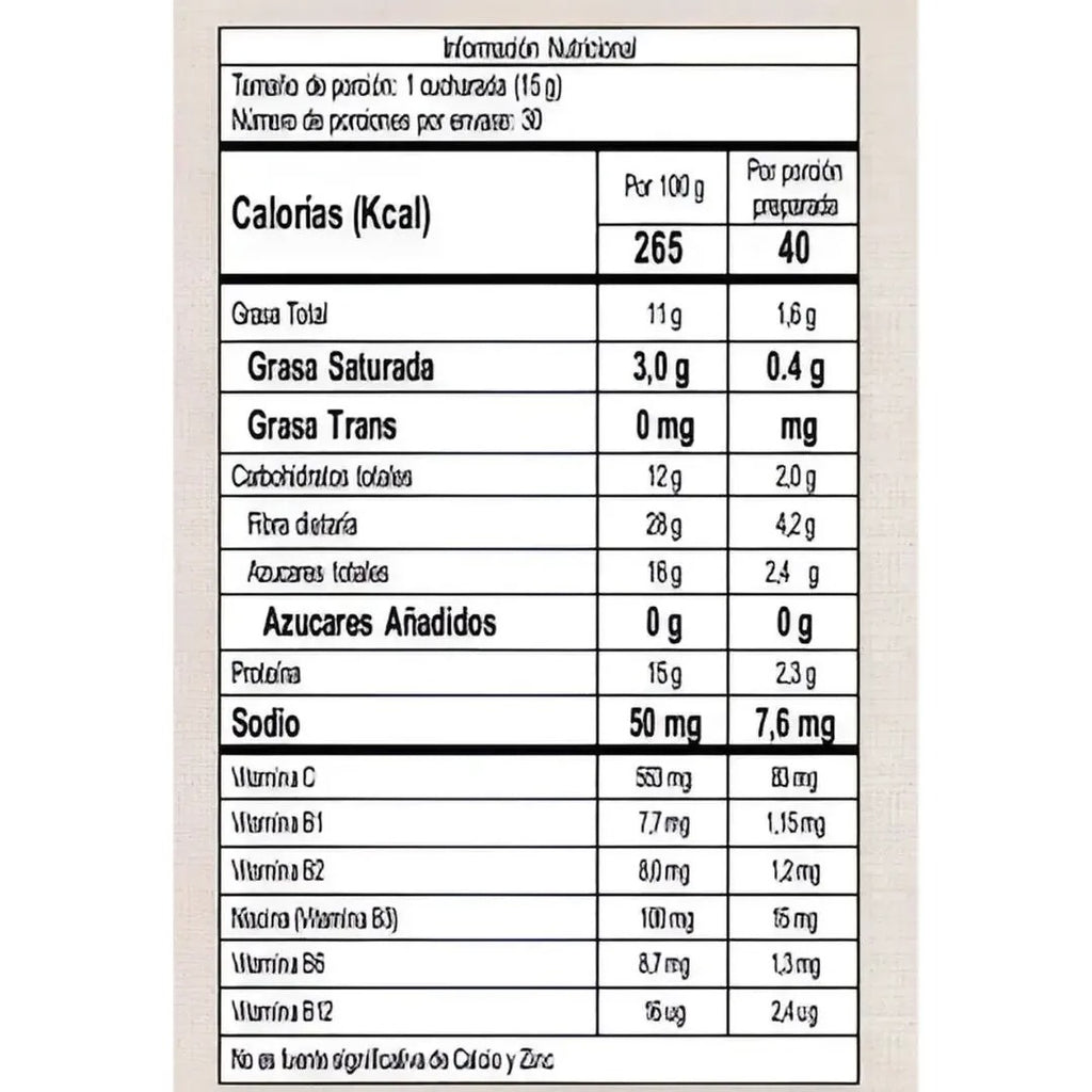 Información nutricional Melena de León 1NF4CTOR