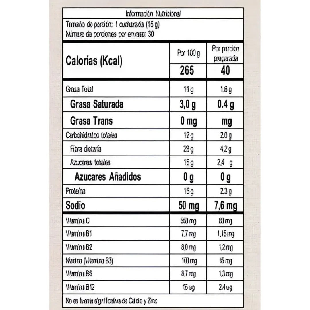 Información nutricional Melena de León 1NF4CTOR